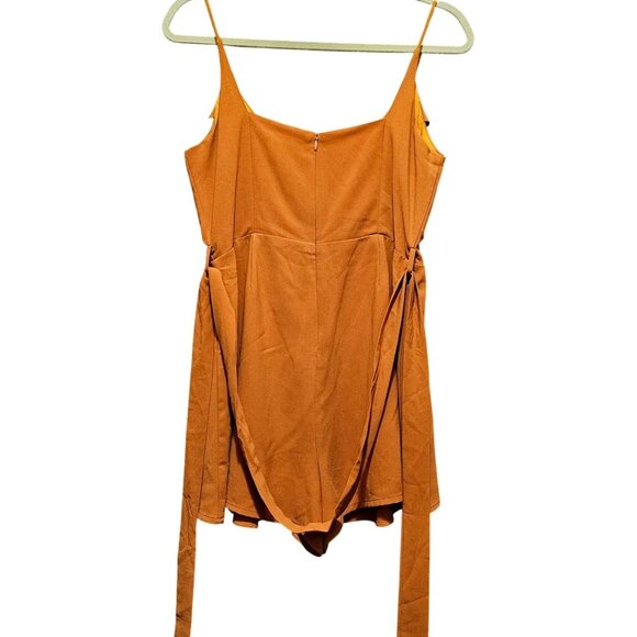 Womens Mustard Wrap-Front Romper With Adjustable Straps & Back Zipper By Style R - Picture 2 of 13